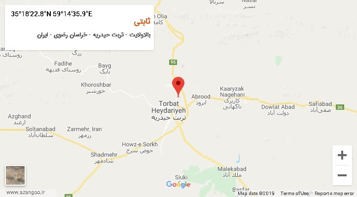 روستای ثابتی بر روی نقشه