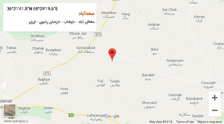 روستای سعدآباد بر روی نقشه
