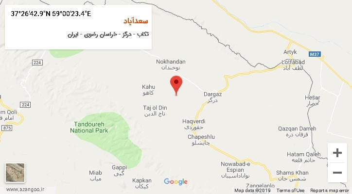 روستای سعدآباد بر روی نقشه