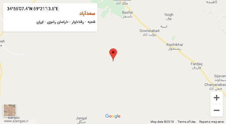 روستای سعدآباد بر روی نقشه