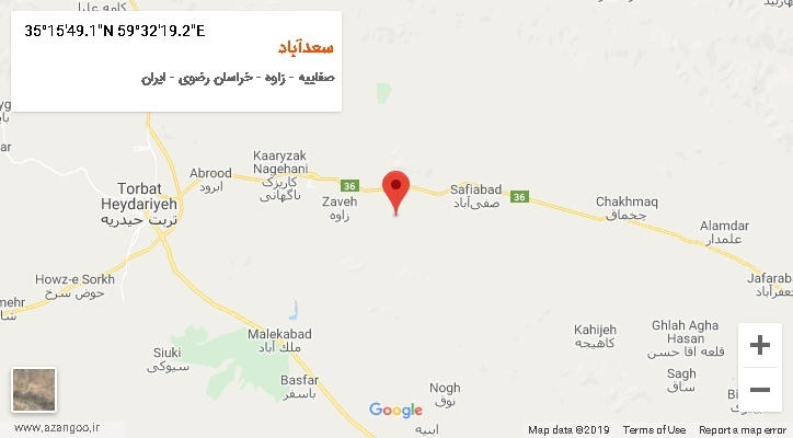 روستای سعدآباد بر روی نقشه