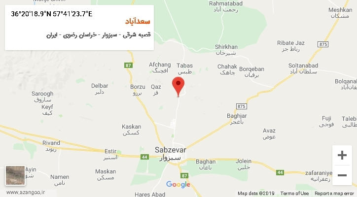 روستای سعدآباد بر روی نقشه