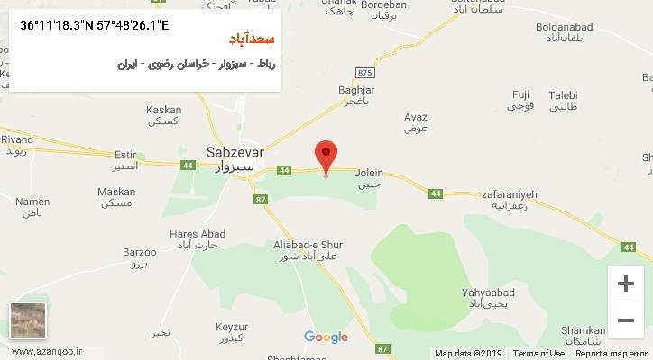 روستای سعدآباد بر روی نقشه
