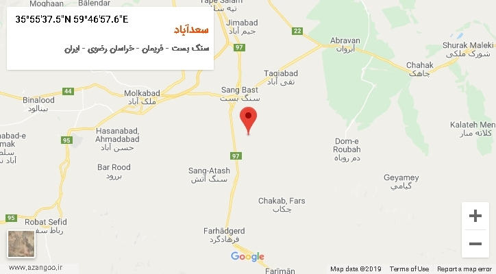 روستای سعدآباد بر روی نقشه