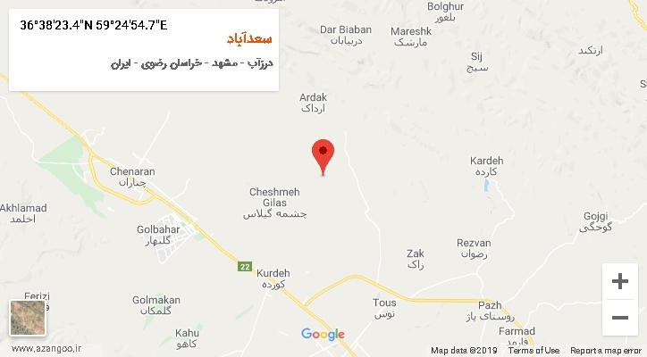 روستای سعدآباد بر روی نقشه