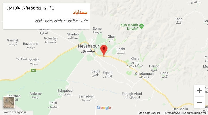 روستای سعدآباد بر روی نقشه