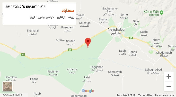 روستای سعدآباد بر روی نقشه