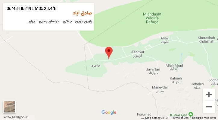 روستای صادق آباد بر روی نقشه