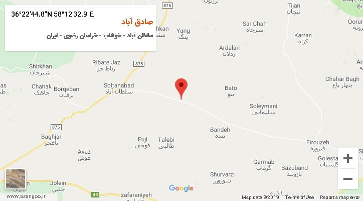 روستای صادق آباد بر روی نقشه