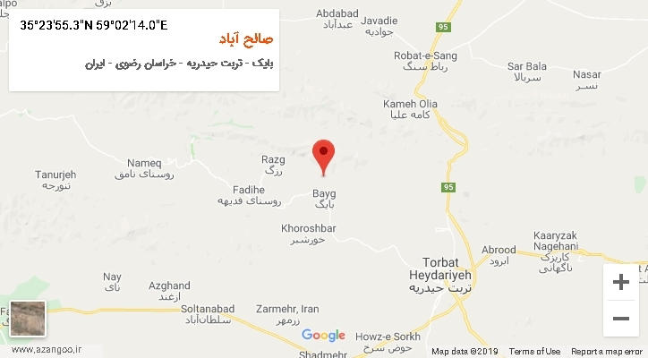 روستای صالح آباد بر روی نقشه