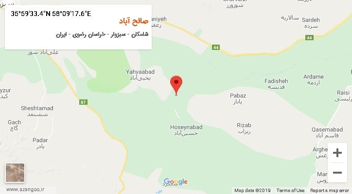 روستای صالح آباد بر روی نقشه