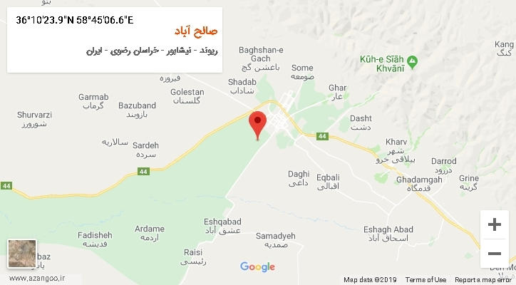 روستای صالح آباد بر روی نقشه