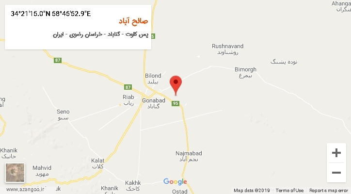 روستای صالح آباد بر روی نقشه