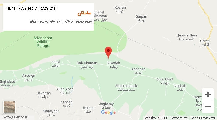 روستای سامقان بر روی نقشه