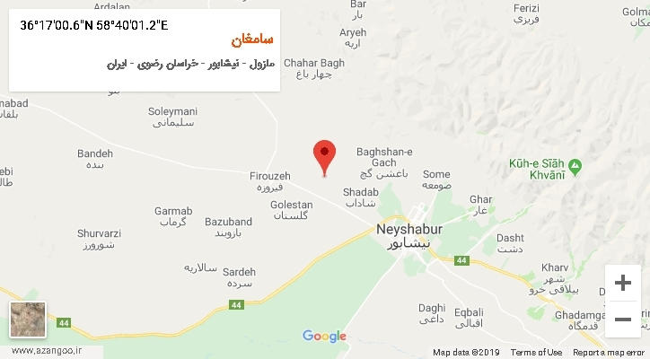 روستای سامغان بر روی نقشه