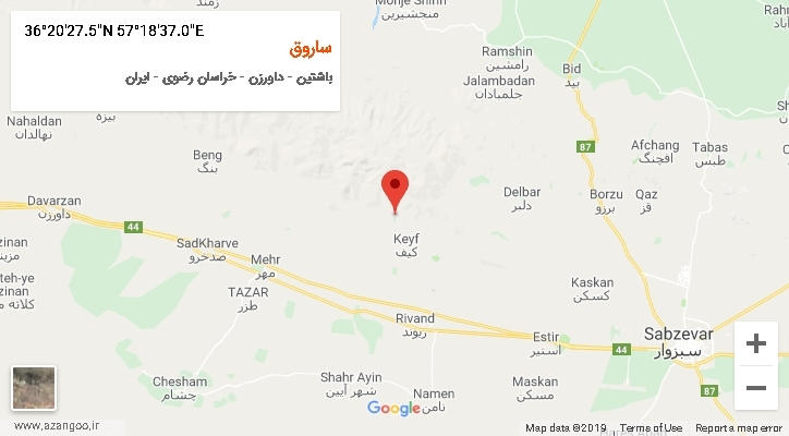 روستای ساروق بر روی نقشه