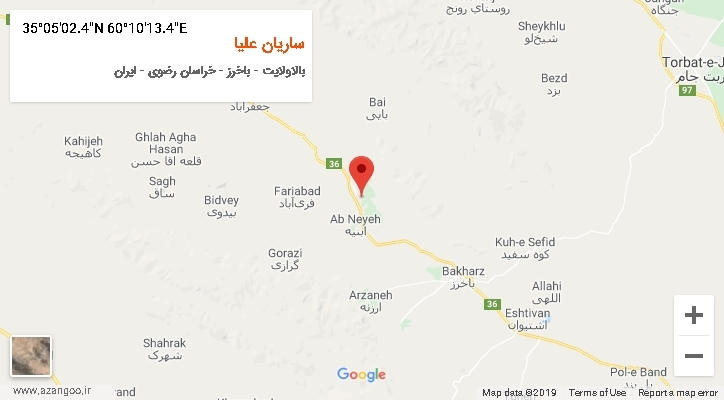 روستای ساریان علیا بر روی نقشه