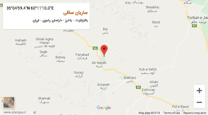 روستای ساریان سفلی بر روی نقشه