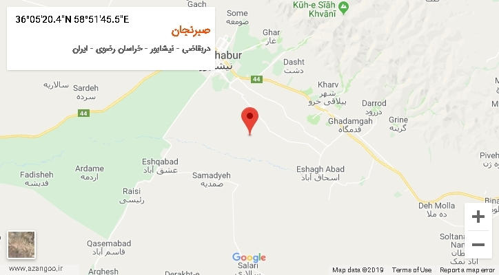 روستای صبرنجان بر روی نقشه