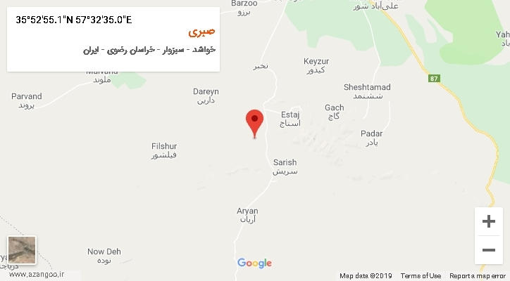 روستای صبری بر روی نقشه