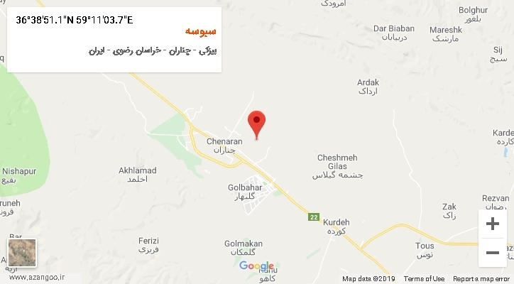 روستای سبوسه بر روی نقشه