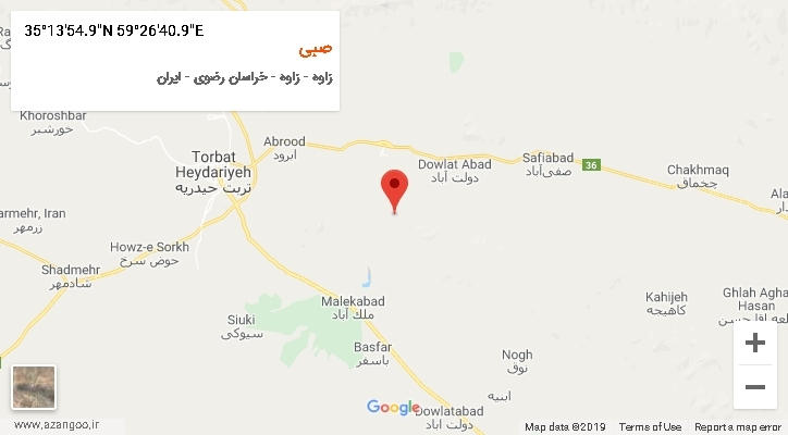 روستای صبی بر روی نقشه