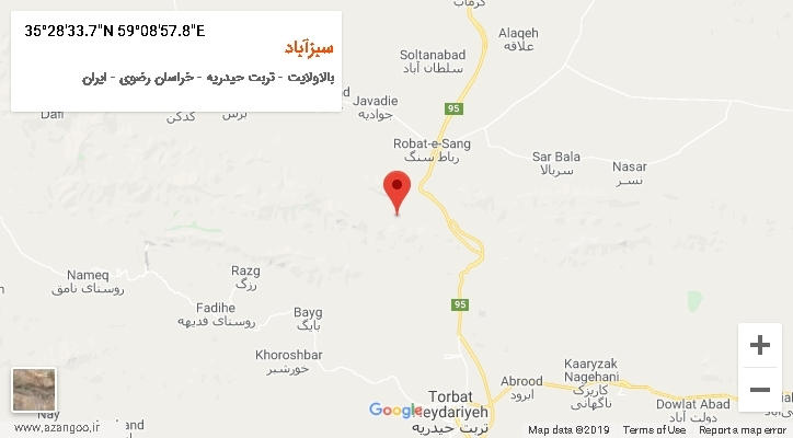 روستای سبزآباد بر روی نقشه