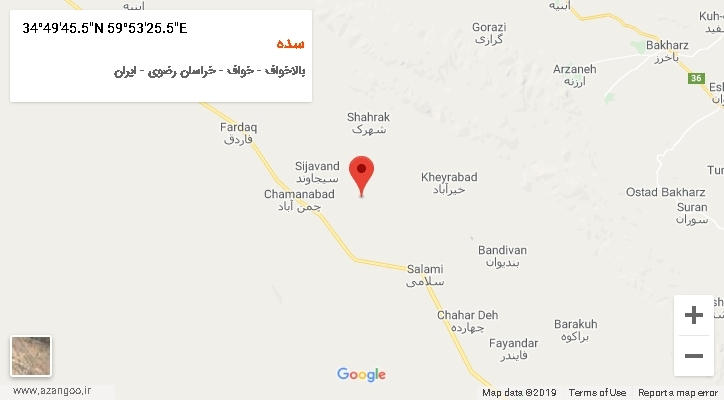 روستای سده بر روی نقشه