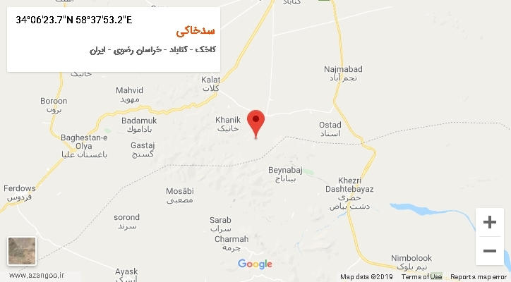 روستای سدخاکی بر روی نقشه