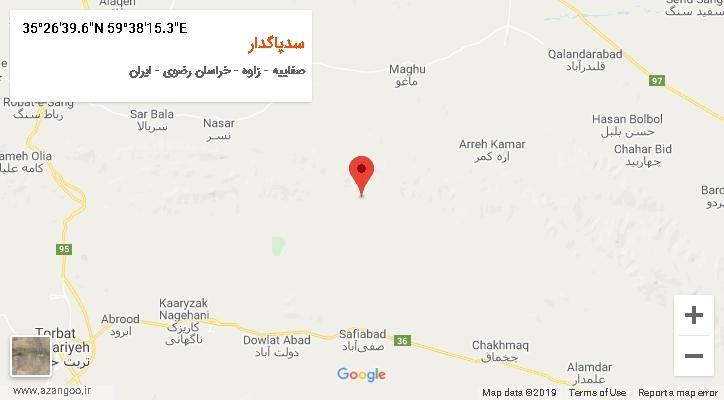 روستای سدپاگدار بر روی نقشه