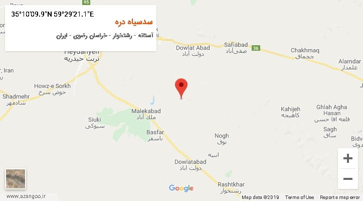 روستای سدسیاه دره بر روی نقشه