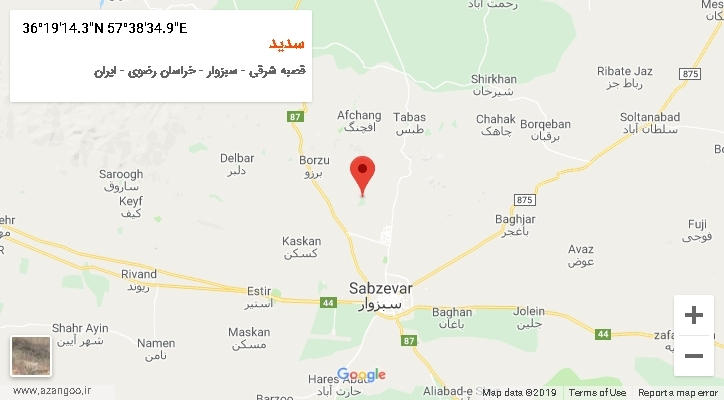 روستای سدید بر روی نقشه