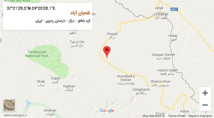 روستای شعبان آباد بر روی نقشه