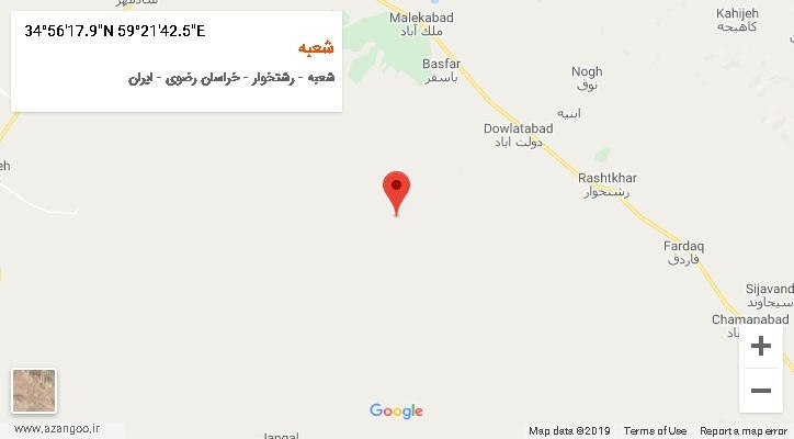 روستای شعبه بر روی نقشه