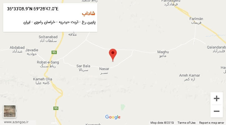 روستای شاداب بر روی نقشه