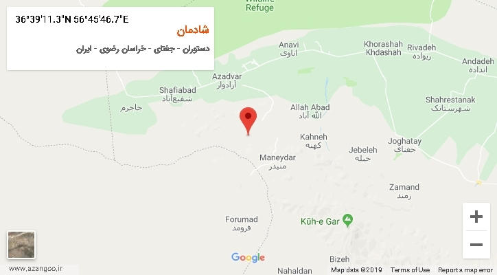 روستای شادمان بر روی نقشه