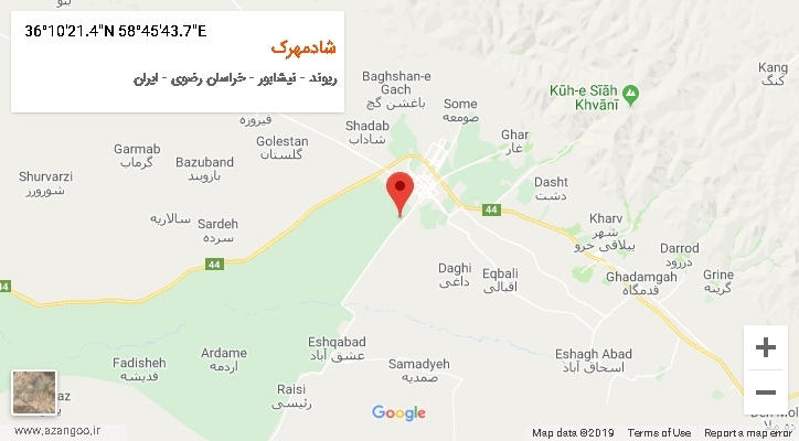 روستای شادمهرک بر روی نقشه