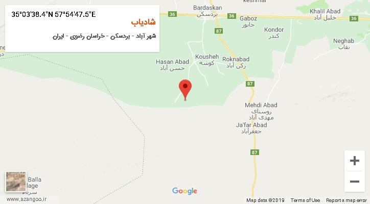 روستای شادیاب بر روی نقشه