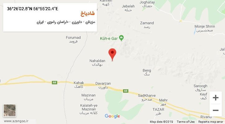 روستای شادیاخ بر روی نقشه