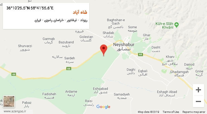 روستای شاه آباد بر روی نقشه