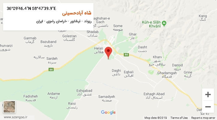 روستای شاه آبادحسینی بر روی نقشه