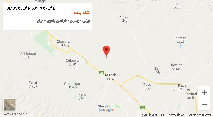 روستای شاه بنده بر روی نقشه