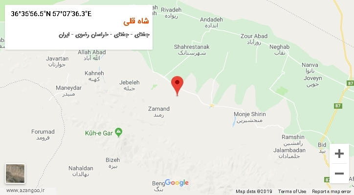 روستای شاه قلی بر روی نقشه