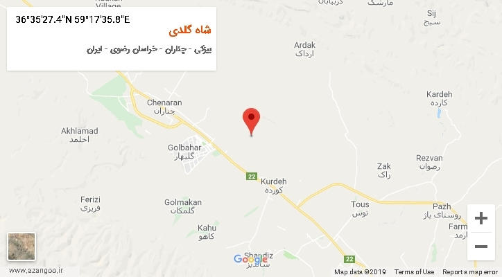 روستای شاه گلدی بر روی نقشه