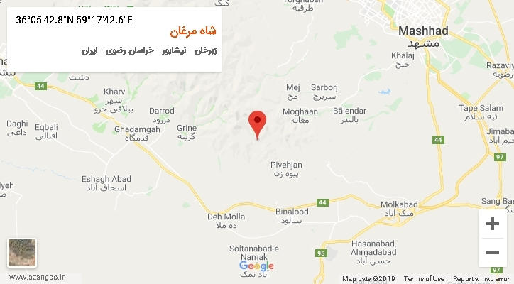 روستای شاه مرغان بر روی نقشه