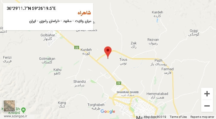 روستای شاهراه بر روی نقشه