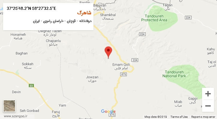 روستای شاهرگ بر روی نقشه
