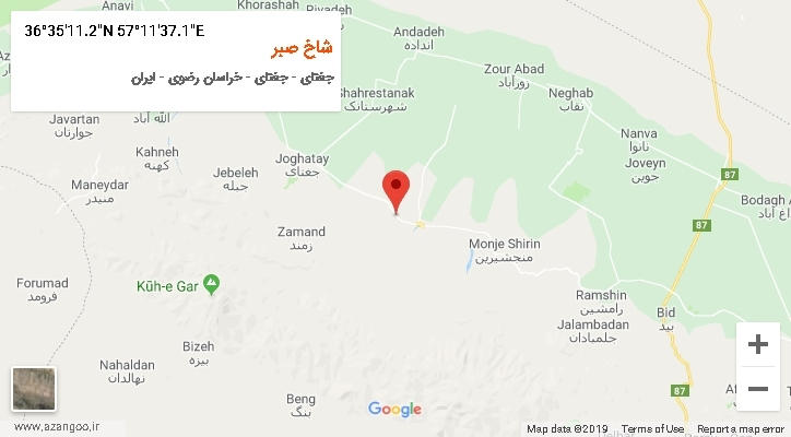 روستای شاخ صبر بر روی نقشه