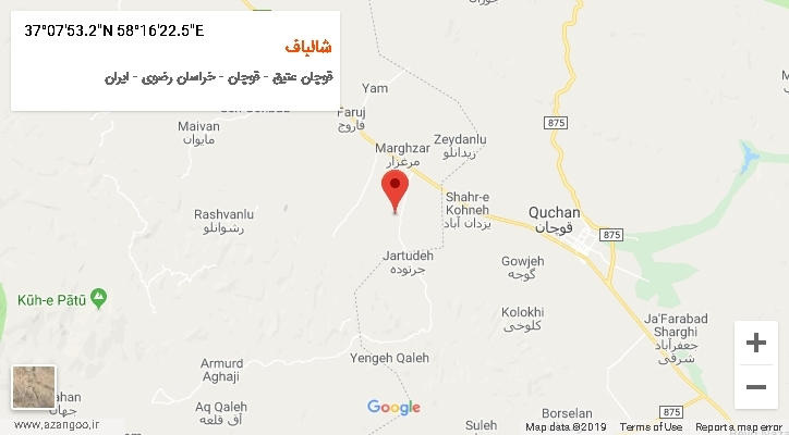 روستای شالباف بر روی نقشه