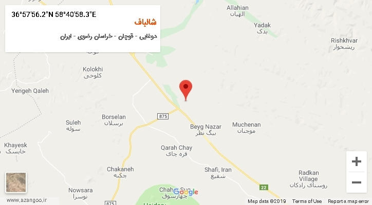 روستای شالباف بر روی نقشه